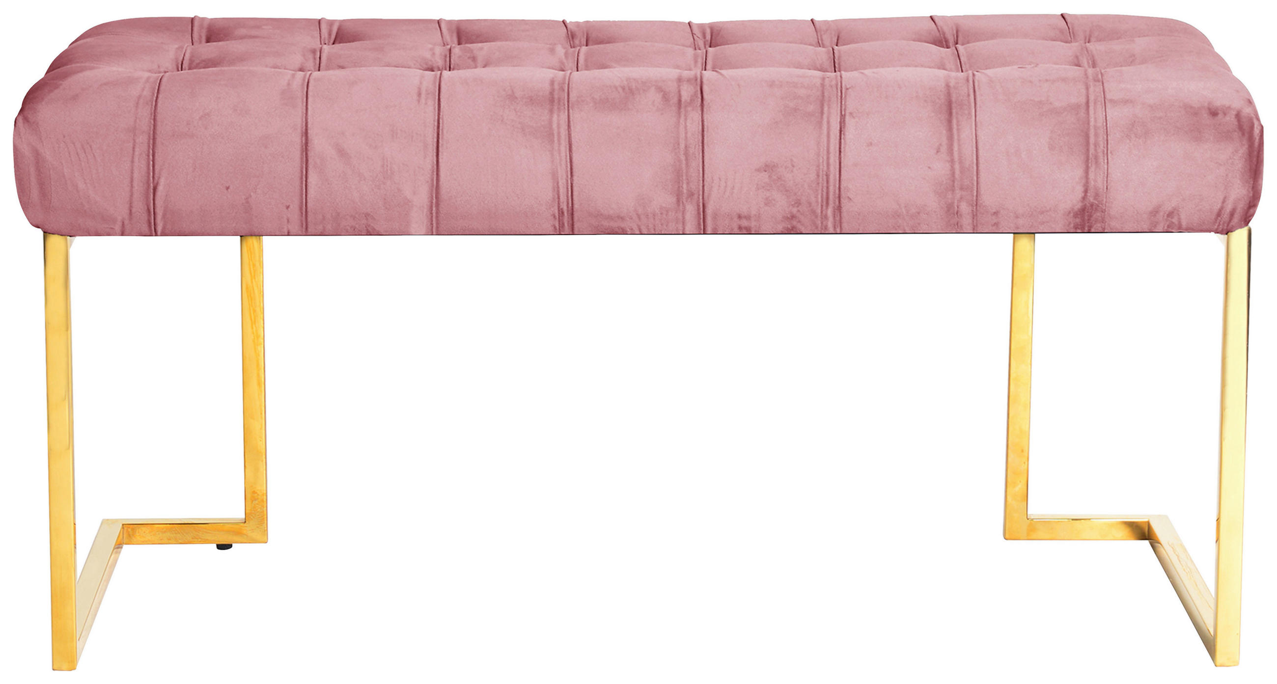 HOCKERBANK Metall, Textil Altrosa  - Goldfarben/Altrosa, Design, Textil/Metall (47/48/100cm) - Kayoom