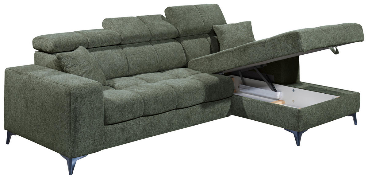 KUTNA GARNITURA tekstil  tamno zelena   - tamno zelena/crna, Konvencionalno, tekstil/plastika (268/172cm) - MID.YOU