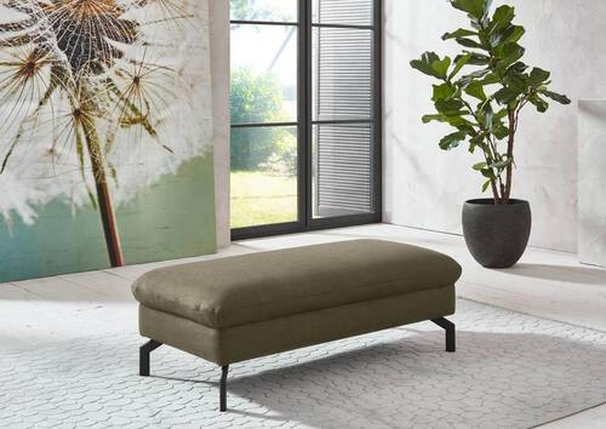 ECKSOFA in Velours Olivgrün  - Schwarz/Olivgrün, Design, Textil/Metall (306/179cm) - Beldomo System