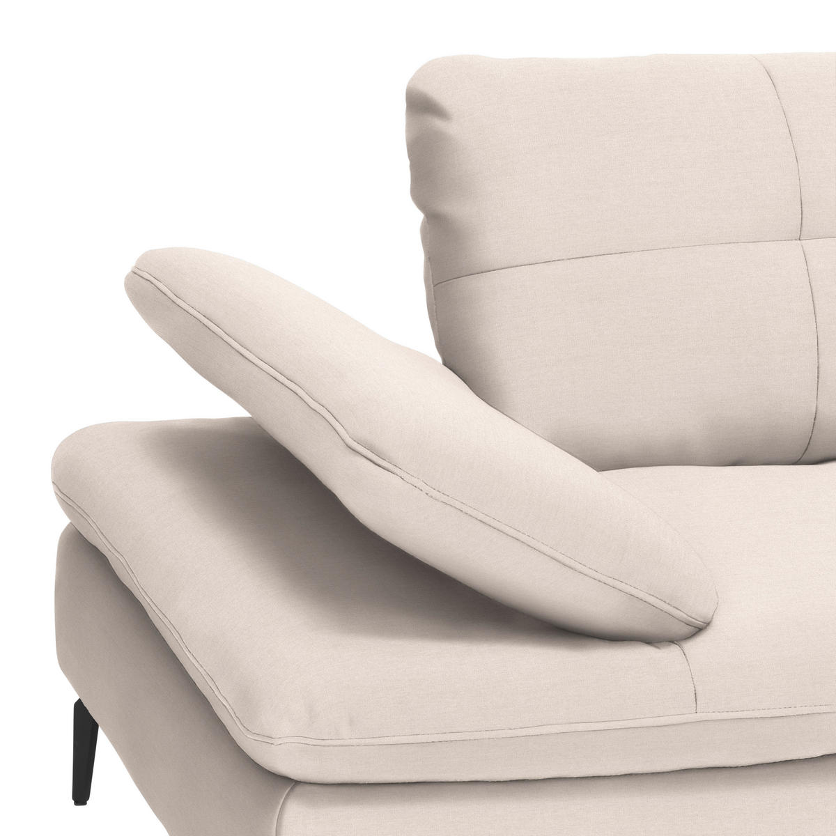 ECKSOFA in Webstoff Creme  - Creme/Schwarz, Design, Textil/Metall (301/179cm) - Chilliano