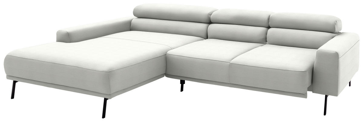 ECKSOFA  in Cord Grauweiß  215-217/293 cm  - Grauweiß/Schwarz, Design, Textil/Metall (215-217/293cm) - Schöner Wohnen