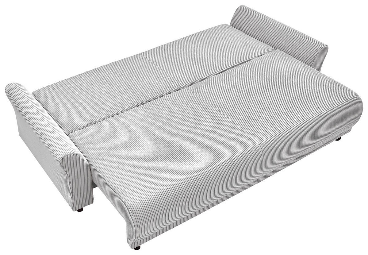 SCHLAFSOFA Malta Cord Hellgrau  inkl. Zierkissen, Rückenkissen, Bettkasten, Schlaffunktion, Rücken echt  - Hellgrau/Schwarz, Design, Textil (244/88/100cm) - P & B