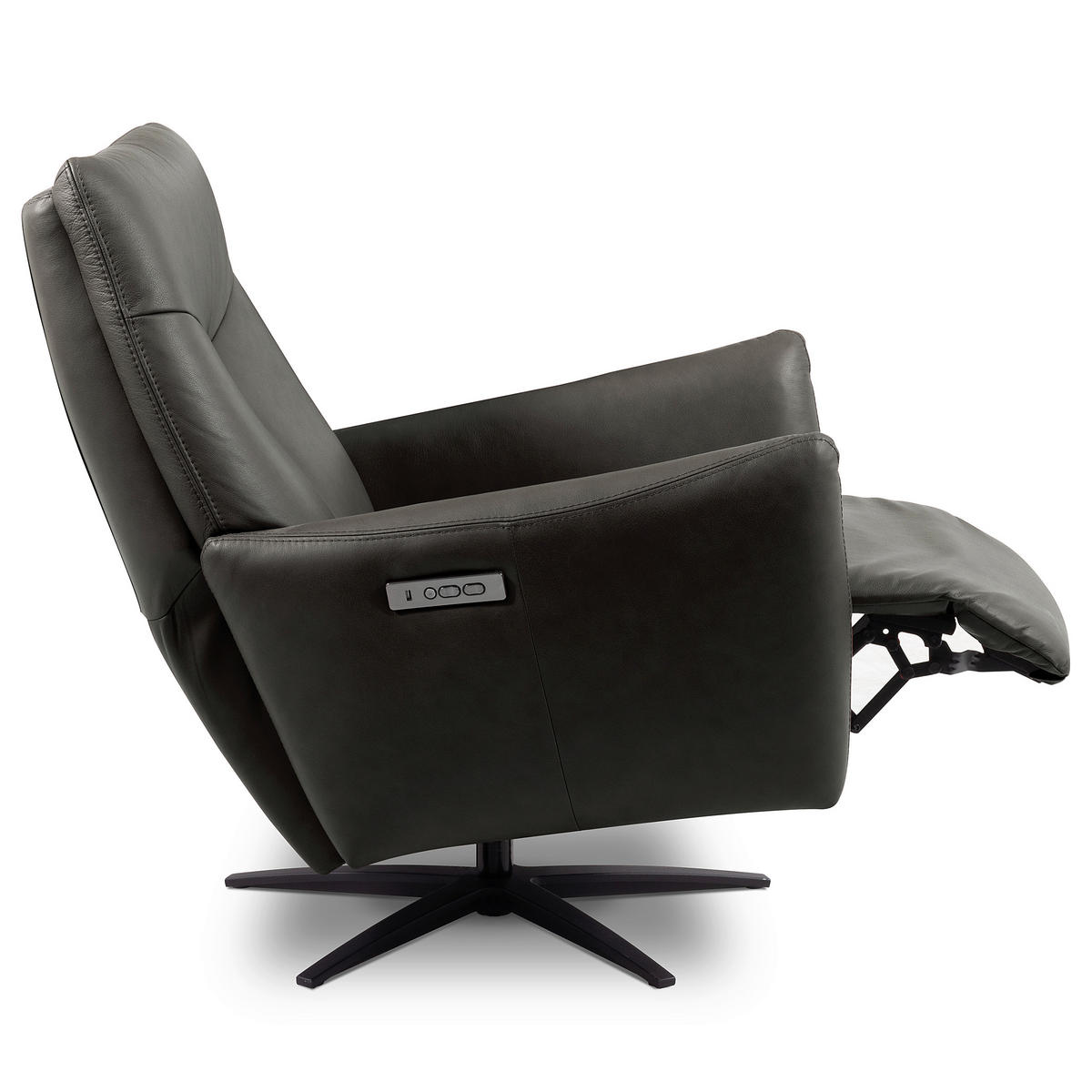 RELAXSESSEL Leder Anthrazit  - Anthrazit/Schwarz, Design, Leder/Metall (76/107/88cm) - Livetastic