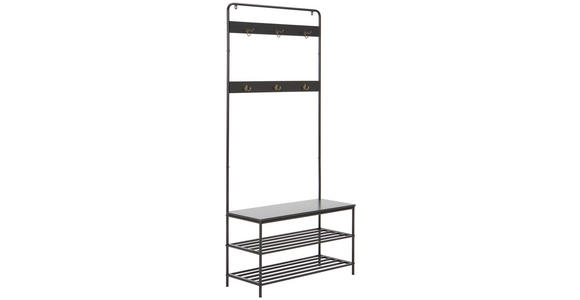 GARDEROBE 2-teilig  in 90/173/37 cm  - Schwarz, Trend, Holzwerkstoff/Metall (90/173/37cm) - Carryhome