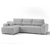 ECKSOFA LOPEZ in Flachgewebe Grau  - Silberfarben/Schwarz, Design, Kunststoff/Textil (190/296cm) - MID.YOU