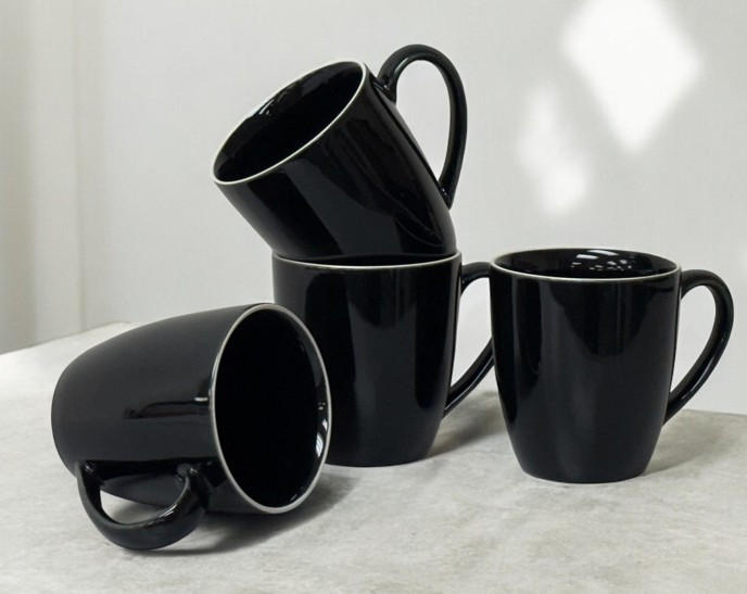 KAFFEEBECHERSET Bastia noro 4-teilig  - Schwarz, Trend, Keramik - Novel