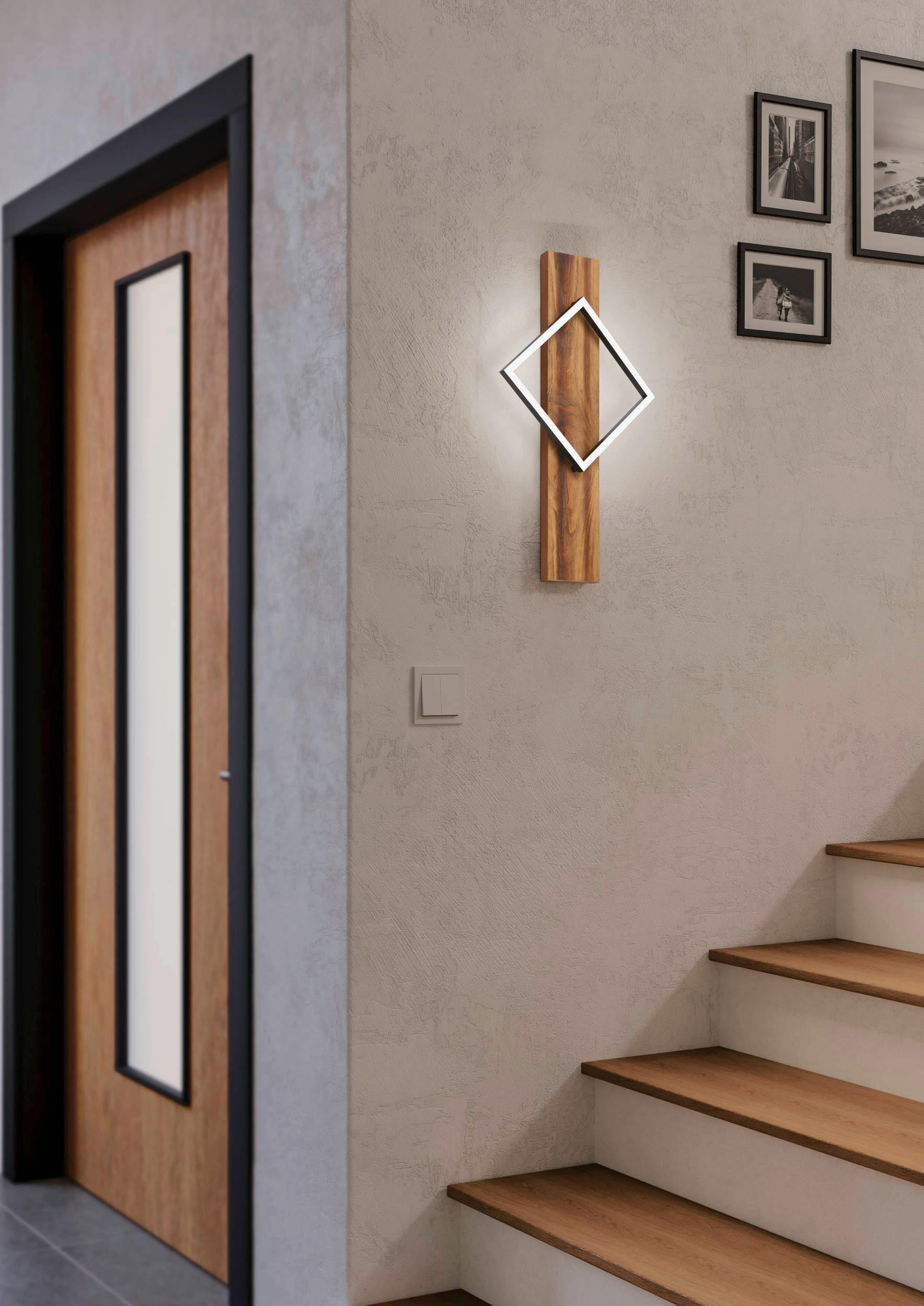 LED-DECKENLEUCHTE 30,5/10/9 cm   - Schwarz/Braun, Natur, Holz/Kunststoff (30,5/10/9cm)