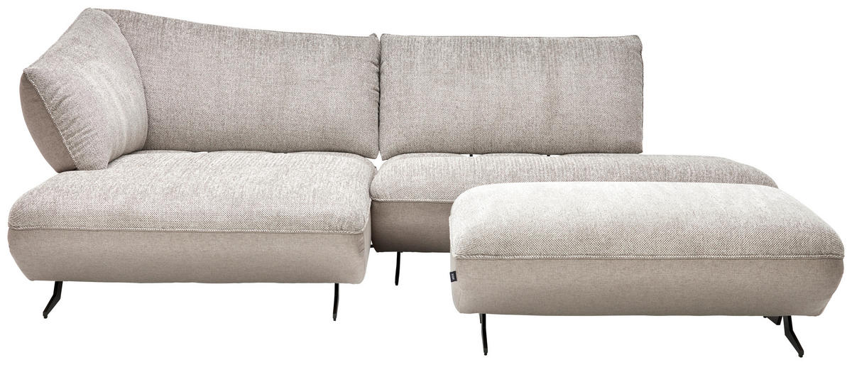 ECKSOFA in Chenille, Struktur Grau, Sandfarben  - Sandfarben/Anthrazit, Design, Textil/Metall (172/265cm) - Joop!
