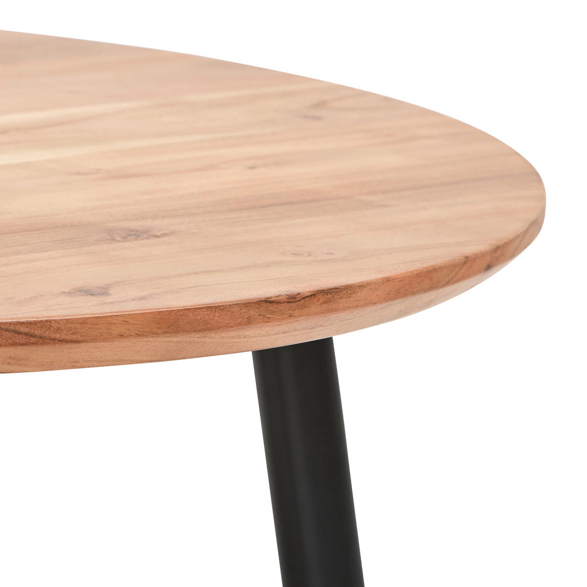 COUCHTISCH Akazie Hartholz rund Schwarz, Akaziefarben  - Schwarz/Akaziefarben, Natur, Holz/Metall (80/80/45cm) - Livetastic