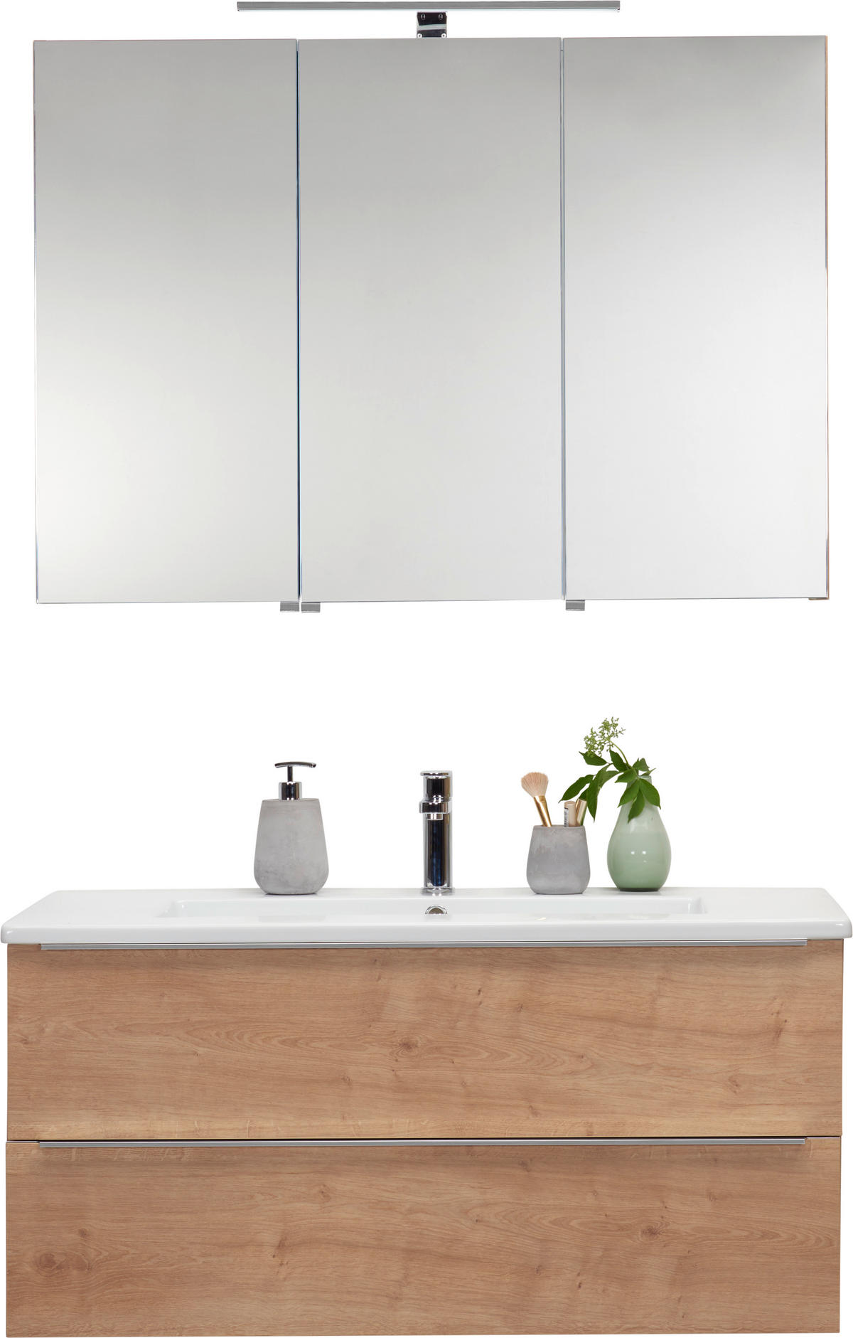 BADEZIMMER  in 105 cm  - Eichefarben/Weiß, Design, Keramik/Holzwerkstoff (105cm) - Novel