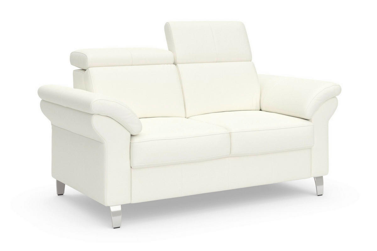 2-SITZER-SOFA ARNGAST E Weiß Echtleder  - Chromfarben/Weiß, Basics, Leder/Textil (156/84/93cm) - Sit & More