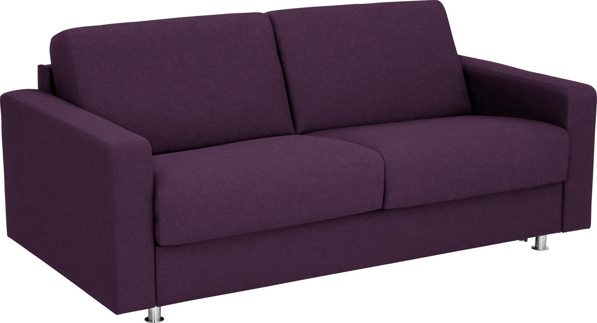 SCHLAFSOFA in Textil Aubergine  - Chromfarben/Aubergine, Design, Textil/Metall (195/84/100cm) - Bali