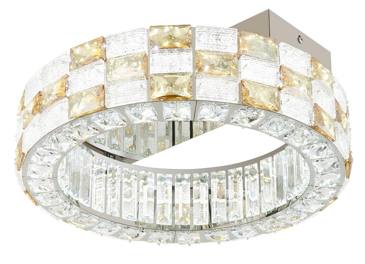 LED-DECKENLEUCHTE Lidia 40/14 cm  - Klar/Chromfarben, KONVENTIONELL, Glas/Metall (40/14cm) - Globo