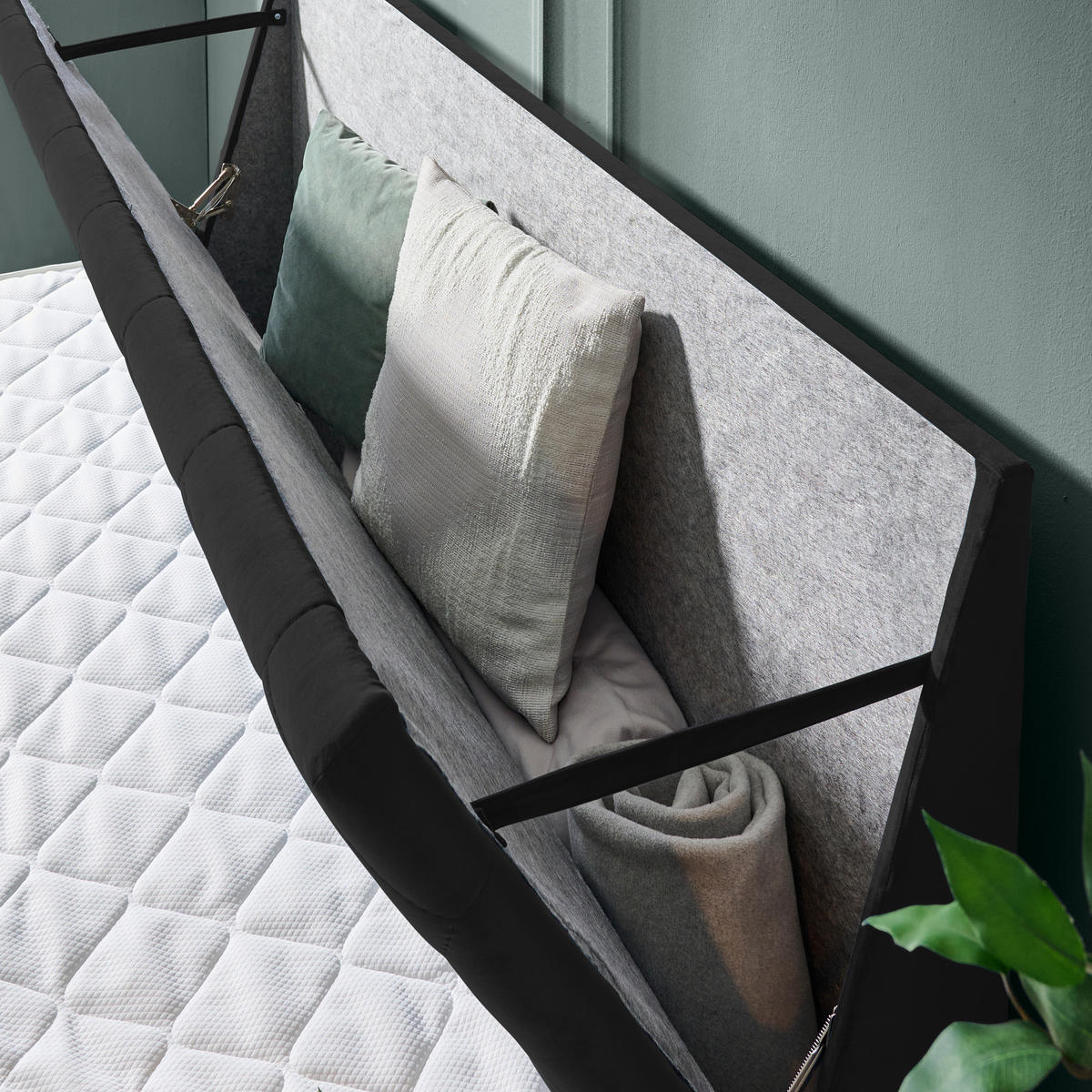 BOXSPRINGBETT 160/200 cm  in Schwarz  - Schwarz, KONVENTIONELL, Holz/Textil (160/200cm) - Ti'me