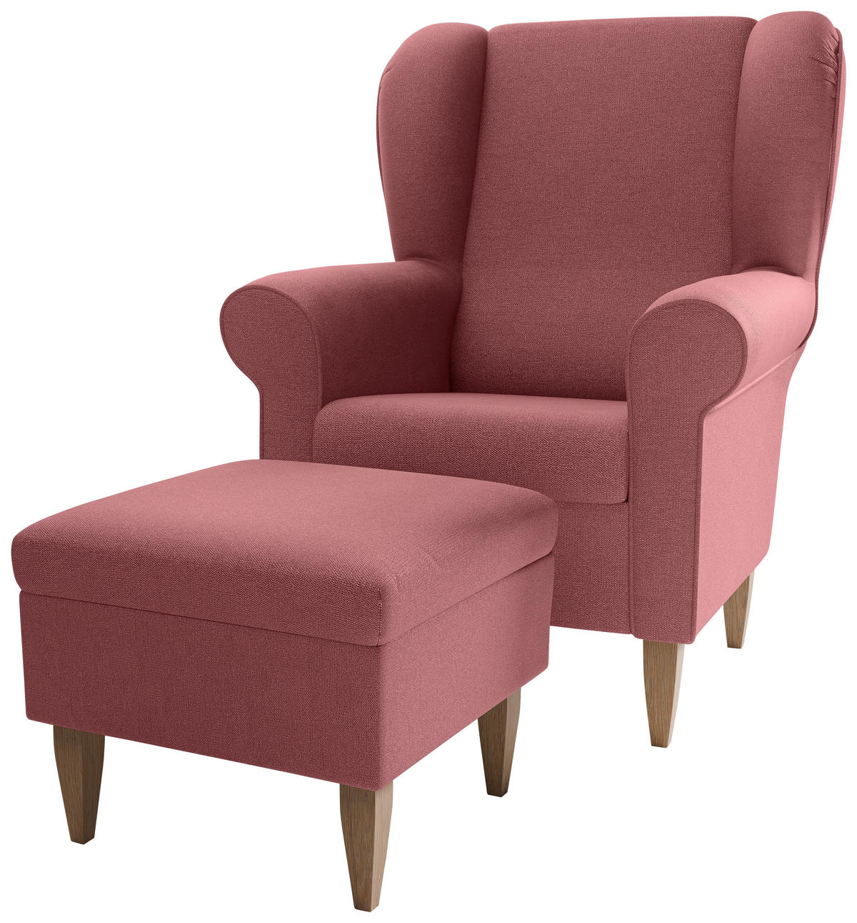 SESSELSET Struktur Rosa  - Naturfarben/Rosa, Konventionell, Holz/Textil (80/102/86cm) - Livetastic