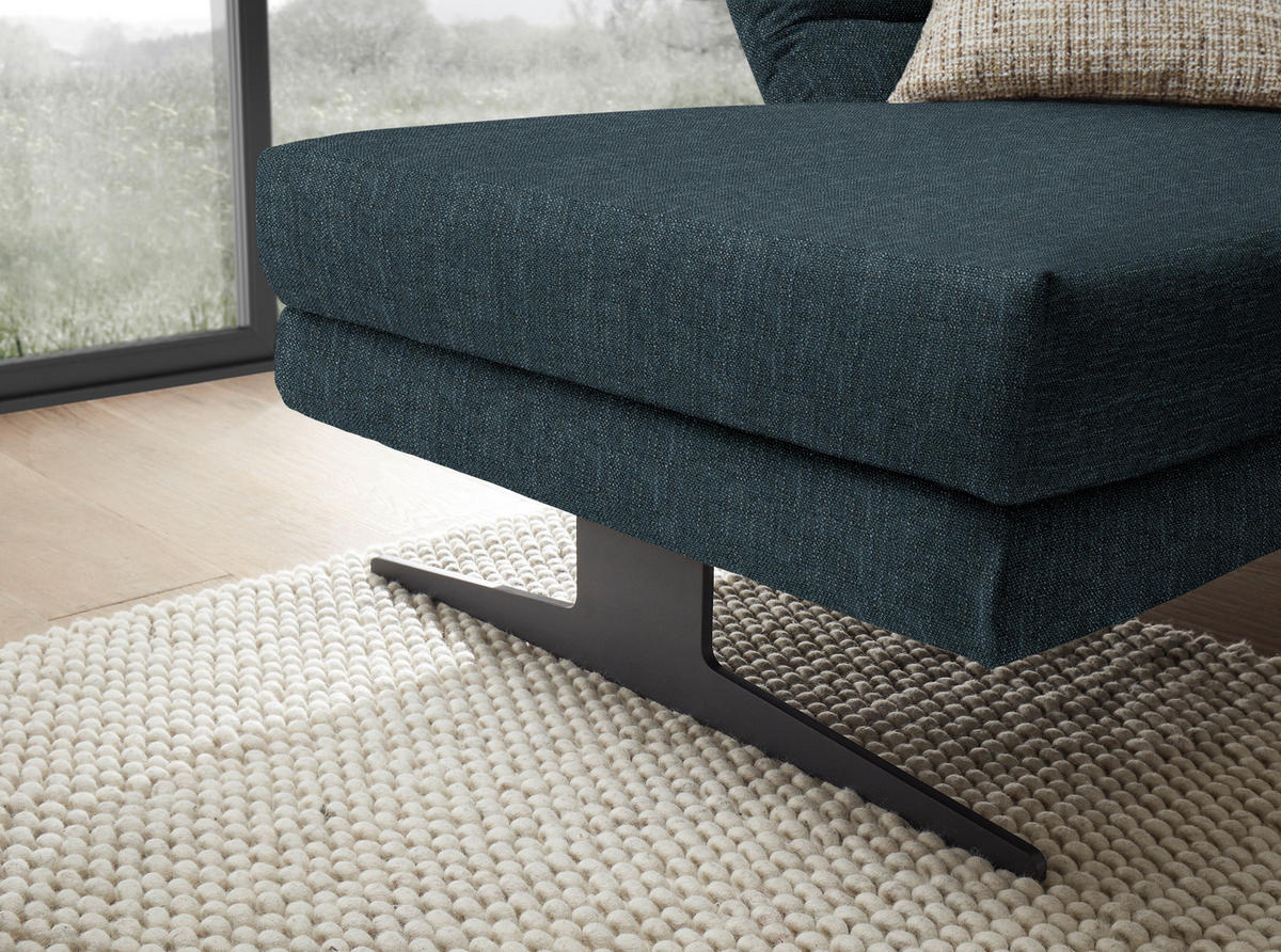ECKSOFA in Flachgewebe Petrol  - Petrol/Schwarz, Design, Textil/Metall (176-217/279-327cm) - Dieter Knoll