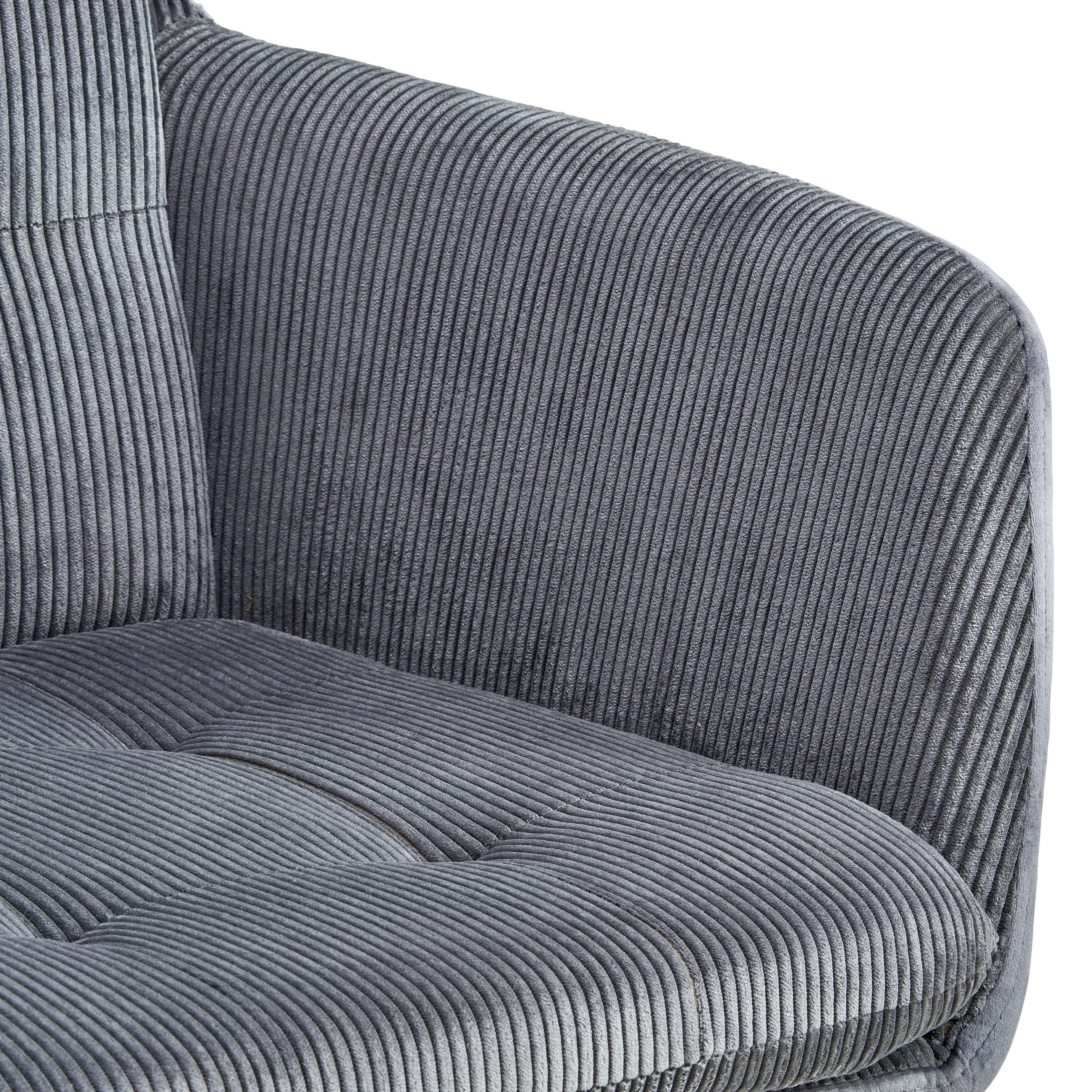 Thumbnail - Mid.you Armlehnstuhl Cord, Grau, Metall, Textil, konisch, 60x94x64 cm, Esszimmer, Stühle, Esszimmerstühle, Armlehnenstüh...