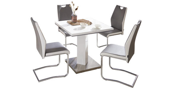 ESSTISCH in Holzwerkstoff, Metall 80/80/76 cm - Edelstahlfarben/Weiß, Design, Holzwerkstoff/Metall (80/80/76cm) - Carryhome