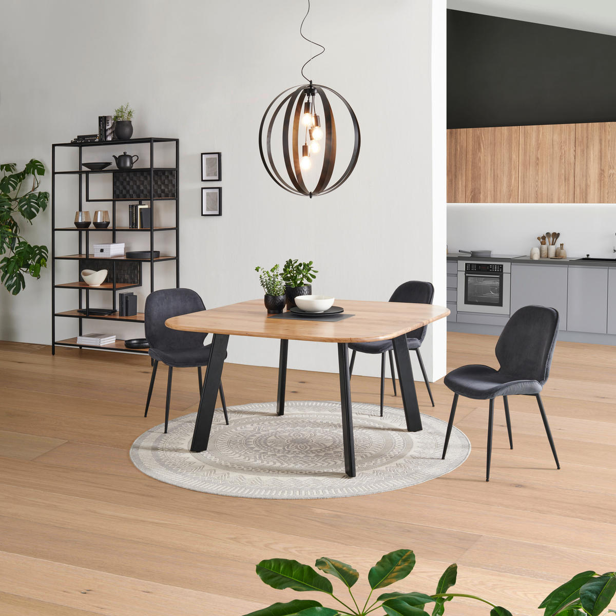 ESSTISCH in Holz 140/140/76 cm   - Schwarz/Akaziefarben, Modern, Holz (140/140/76cm) - Livetastic