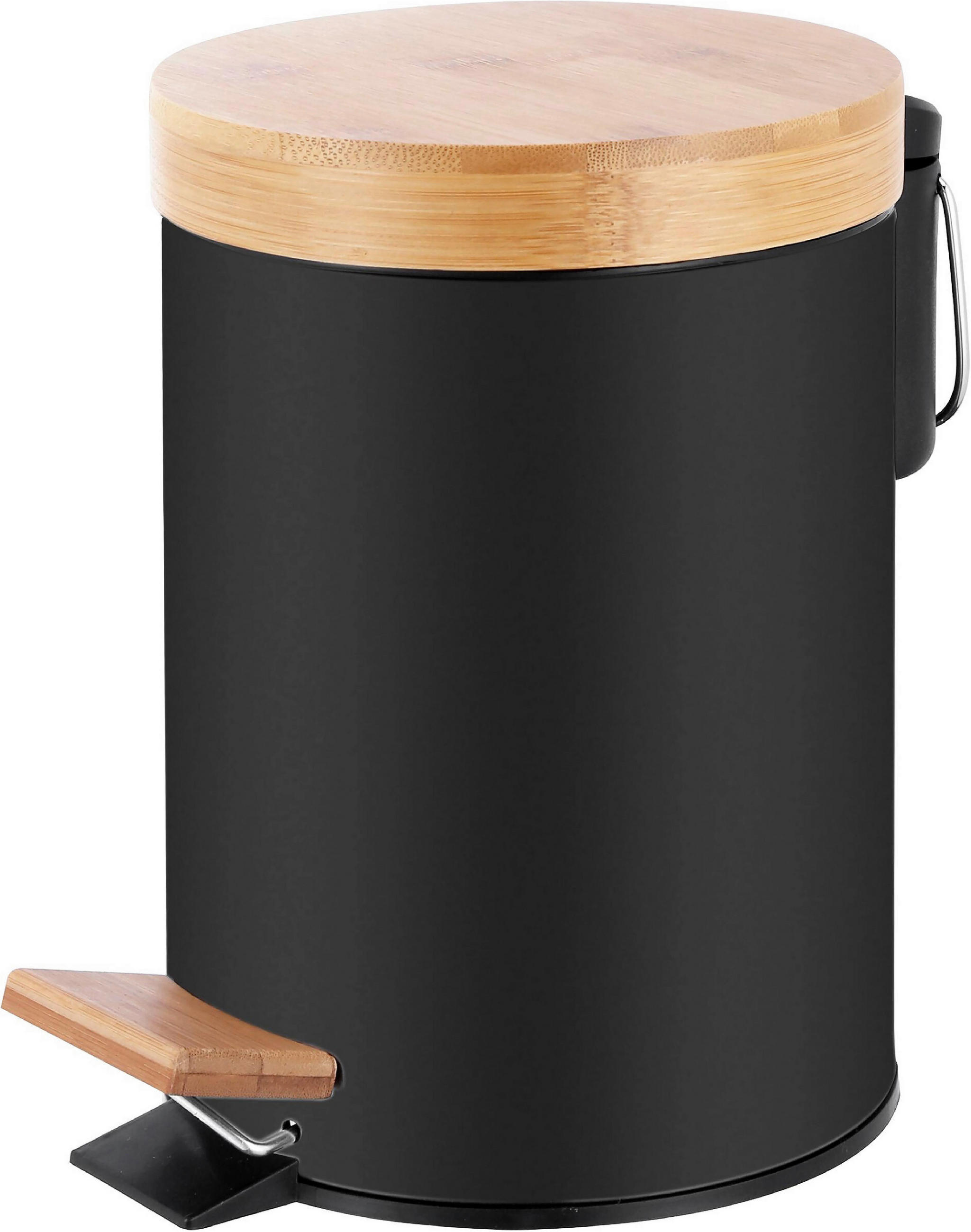 NÁŠĽAPNÝ ODPADKOVÝ KÔŠ - čierna/prírodná farba, Basics, kov/plast (16,8cm) - Homeware