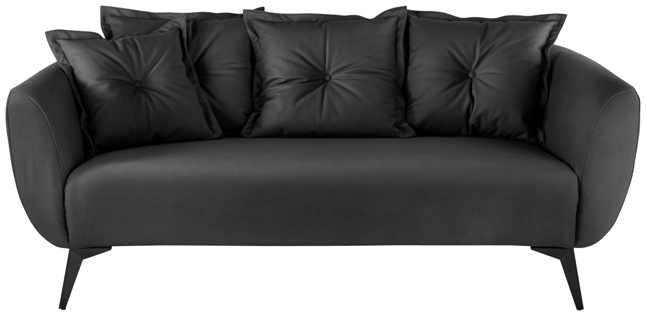 2,5-SITZER Lederlook Schwarz  - Schwarz, MODERN, Textil/Metall (196/94/103cm) - Livetastic