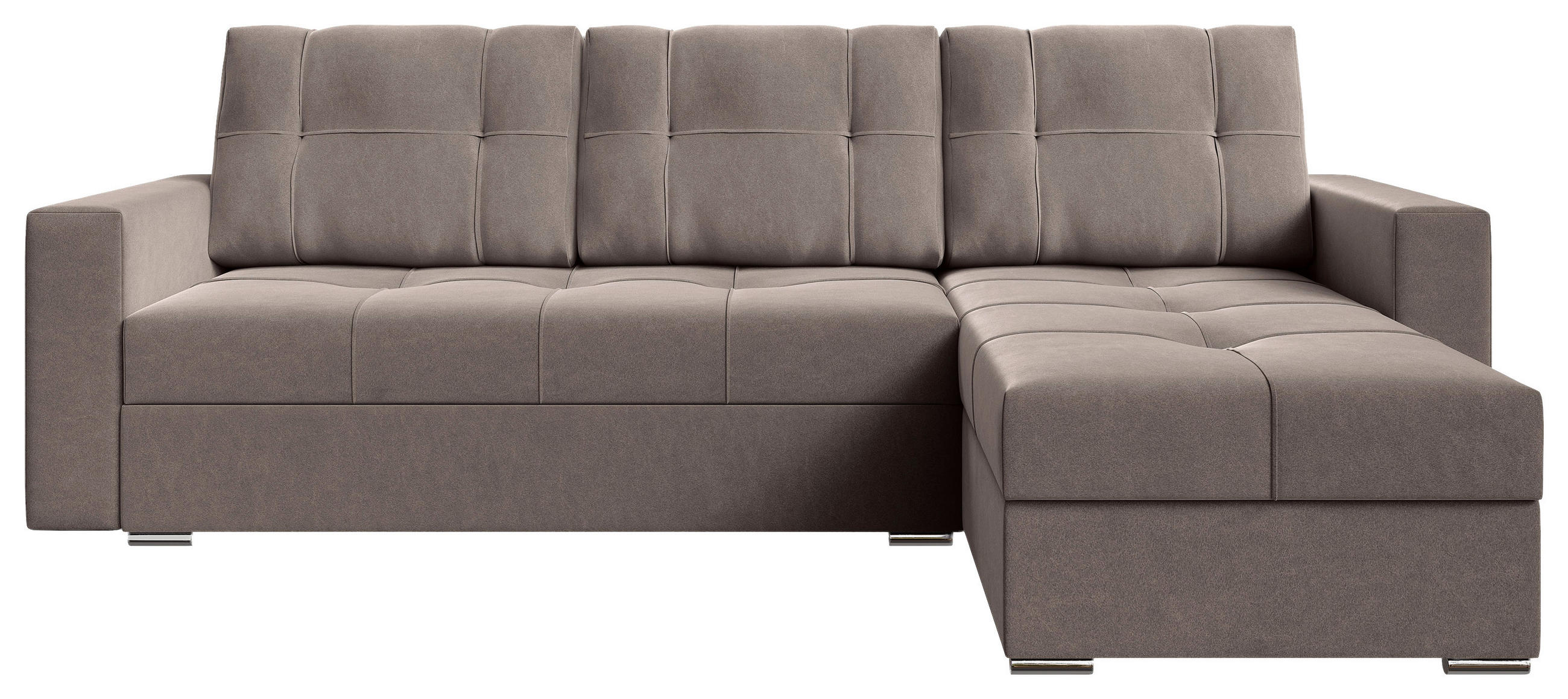 ECKSOFA Taupe Samt  - Taupe/Chromfarben, KONVENTIONELL, Kunststoff/Textil (233/140cm) - Carryhome