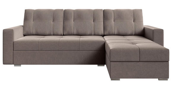 ECKSOFA  in Samt Taupe  - Taupe/Chromfarben, KONVENTIONELL, Kunststoff/Textil (233/140cm) - Carryhome