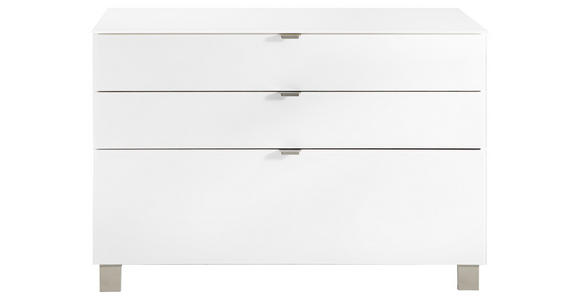 SIDEBOARD Weiß Befestigungsmaterial, Abdeckplatte  - Edelstahlfarben/Champagner, Design, Glas/Holzwerkstoff (110,1/73,1/52,5cm) - Hom`in