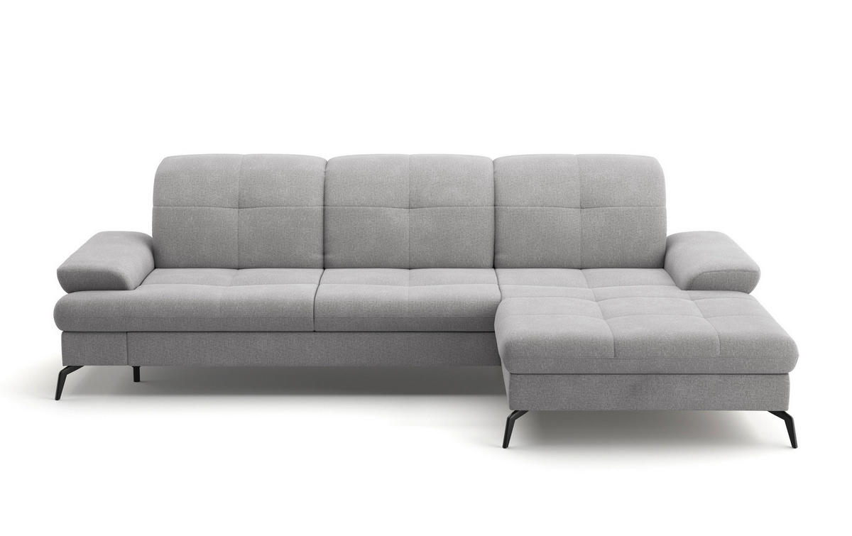 ECKSOFA in Flachgewebe Hellgrau  - Hellgrau/Schwarz, Konventionell, Textil/Metall (279/185cm) - Sit & More