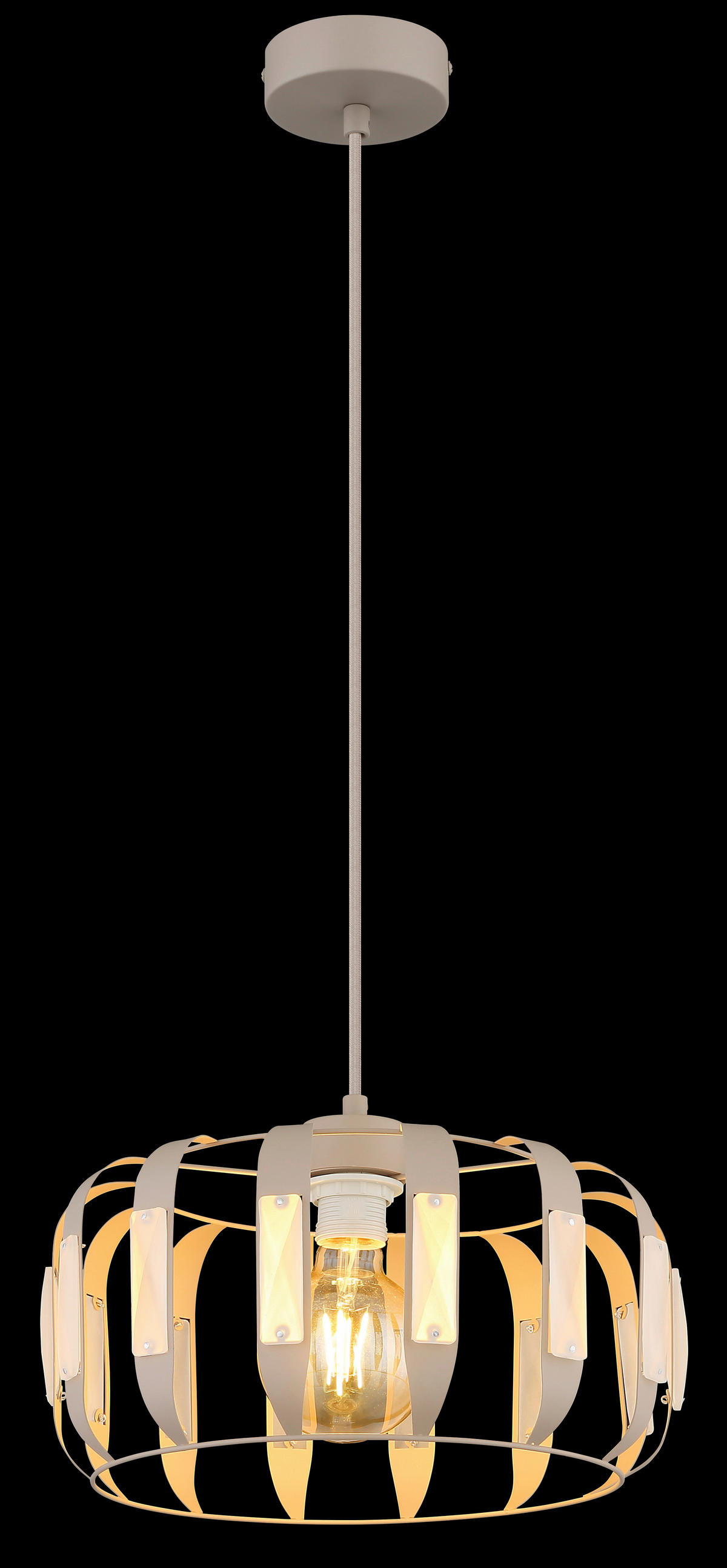 HÄNGELEUCHTE Arlen 35/120 cm   - Sandfarben/Beige, Design, Glas/Textil (35/120cm) - Globo