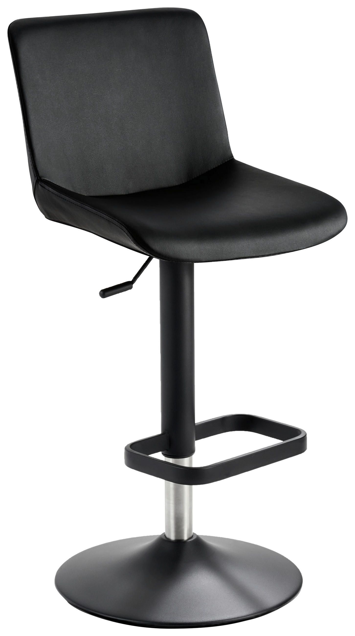 Barhocker in Metall, Leder Schwarz