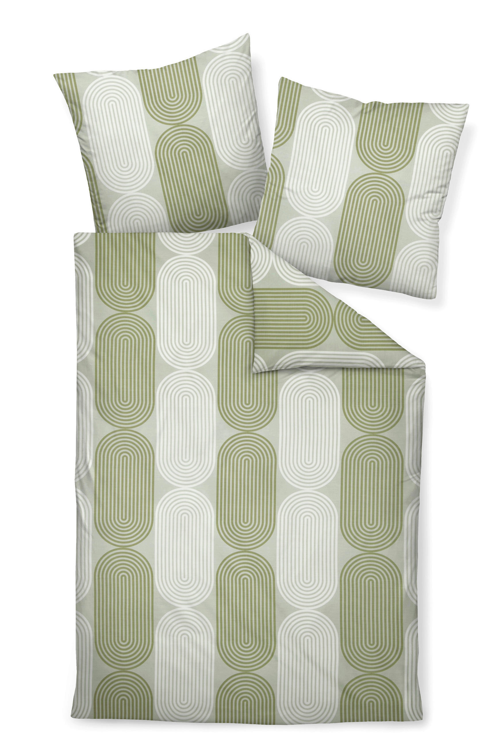 BETTWÄSCHE J.D. Makosatin 155/220 cm  - Hellgrün/Grün, Basics, Textil (155/220cm) - Janine