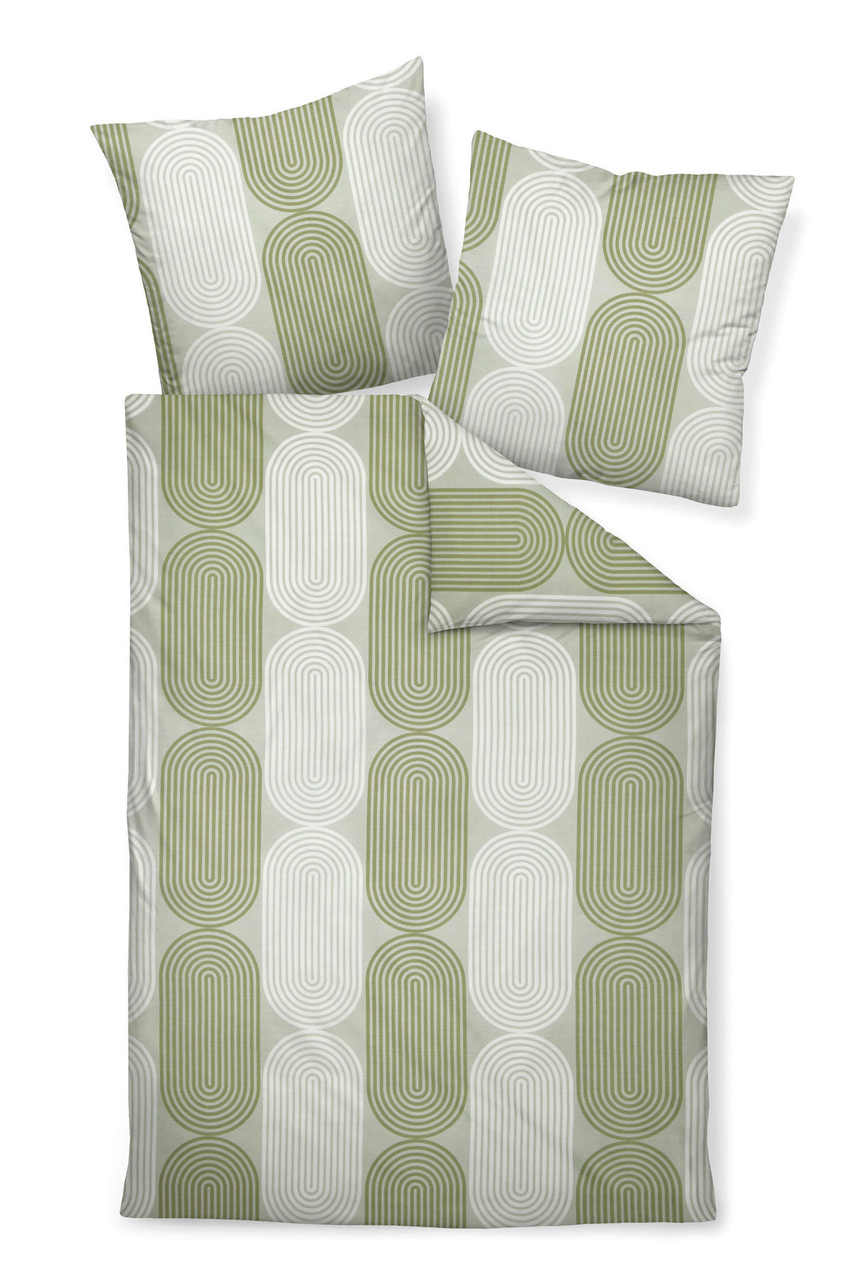 BETTWÄSCHE J.D. Makosatin 155/220 cm  - Hellgrün/Grün, Basics, Textil (155/220cm) - Janine