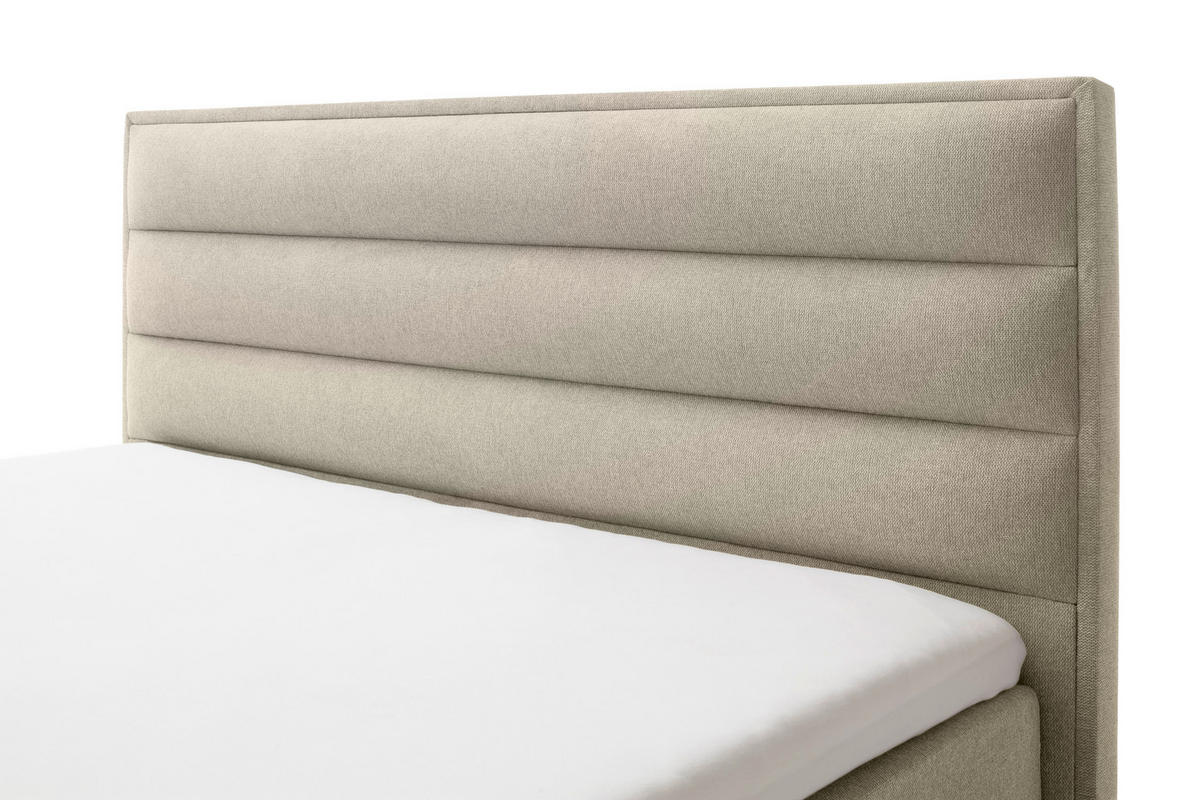 BOXSPRINGBETT 180/200 cm  in Beige  - Beige/Schwarz, Design, Textil/Metall (180/200cm) - Schöner Wohnen