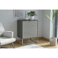 NOČNA OMARICA, sivorjava  - sivorjava, Konvencionalno, steklo/leseni material (60/56/43cm) - Dieter Knoll