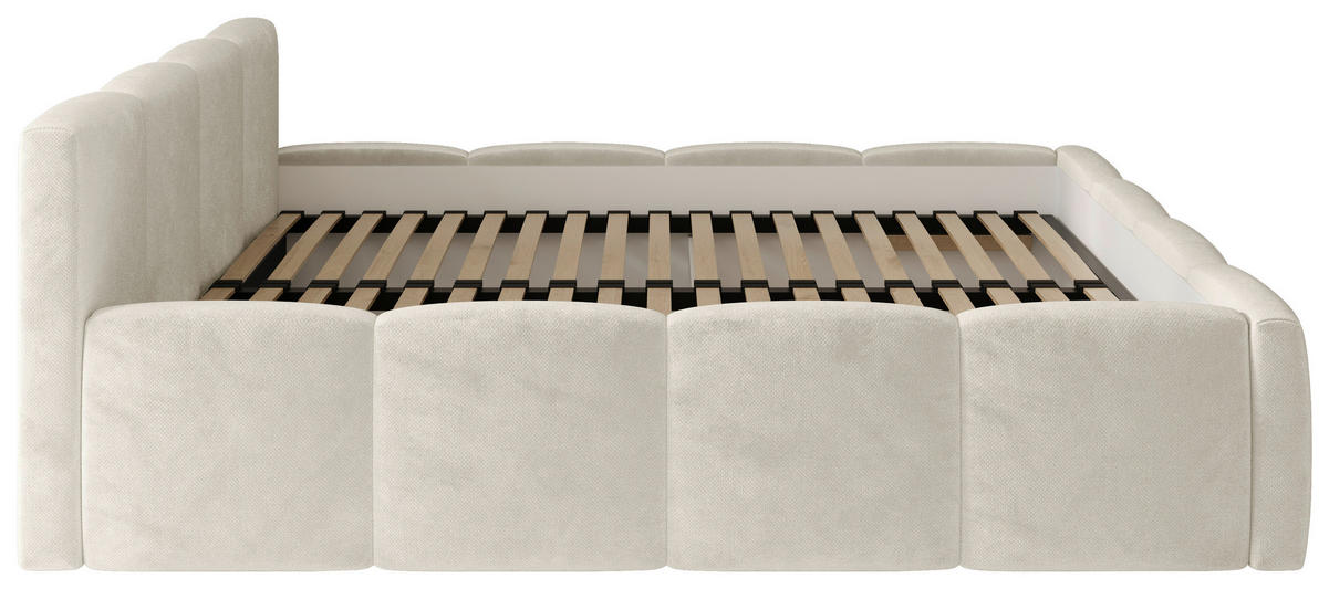 POLSTERBETT 180/200 cm,  in Beige, gepolstertes Kopfteil, Lattenrost, Bettkasten,  - Beige/Schwarz, MODERN, Holz/Textil (180/200cm) - Chameo