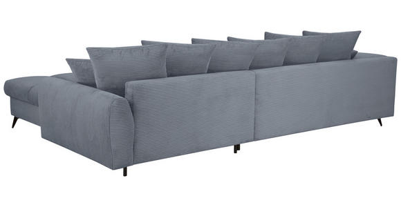 ECKSOFA Grau Cord Rückenkissen, Armlehnenkissen, Rücken echt  - Schwarz/Grau, KONVENTIONELL, Textil/Metall (332/231cm) - Carryhome