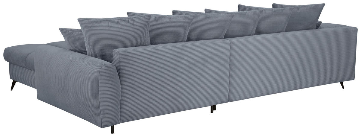 ECKSOFA Grau Cord Rückenkissen, Armlehnenkissen, Rücken echt  - Schwarz/Grau, KONVENTIONELL, Textil/Metall (332/231cm) - Carryhome
