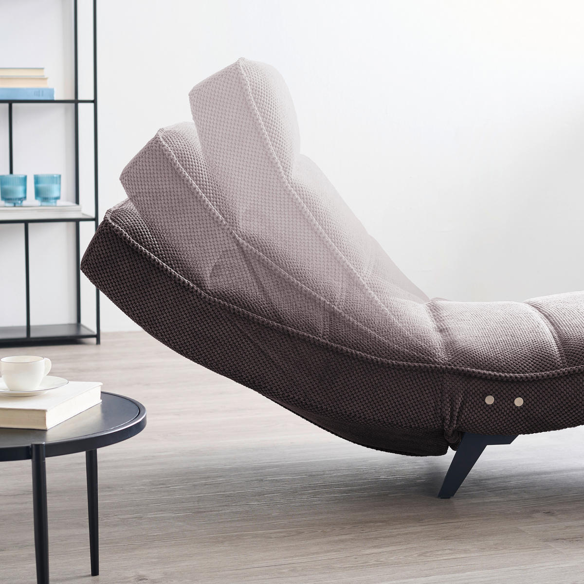 RELAXLIEGE in Webstoff Taupe  - Taupe/Schwarz, Design, Textil/Metall (75/158-178/58-86cm) - Welnova