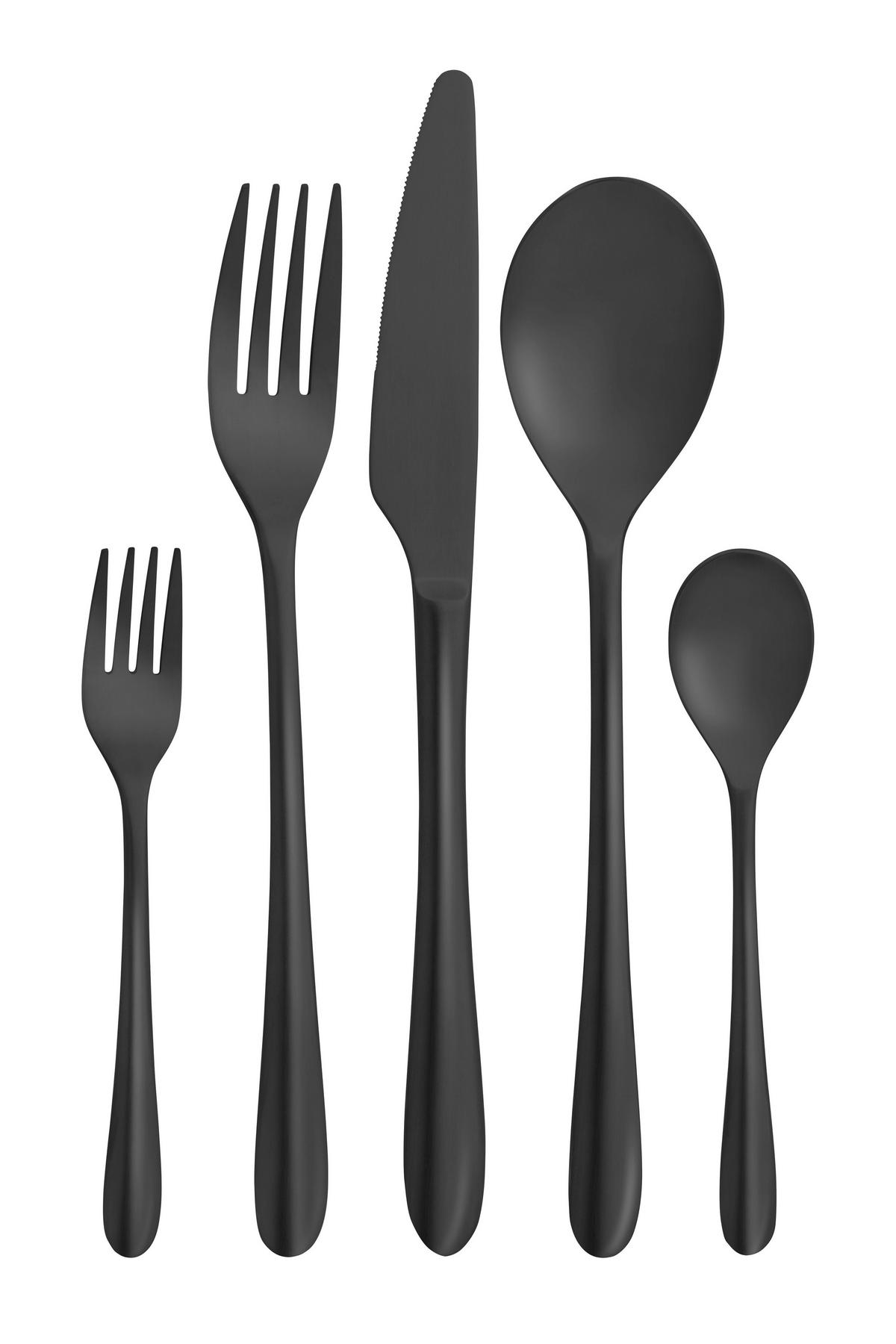 BESTECKSET ONTARIO 20-teilig Edelstahl  - Schwarz, Basics, Metall (28,5/5/33,8cm) - Collini