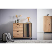 SIDEBOARD Oslo  in 103/86/40 cm  - Eichefarben/Schwarz, LIFESTYLE, Holzwerkstoff/Metall (103/86/40cm) - MID.YOU