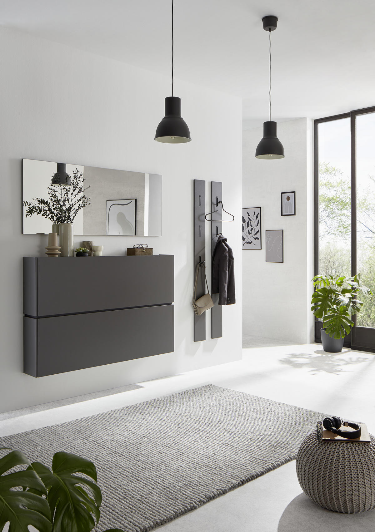HÄNGESCHUHSCHRANK Graphitfarben  - Graphitfarben, Design, Holzwerkstoff (140/93/22cm) - Voleo
