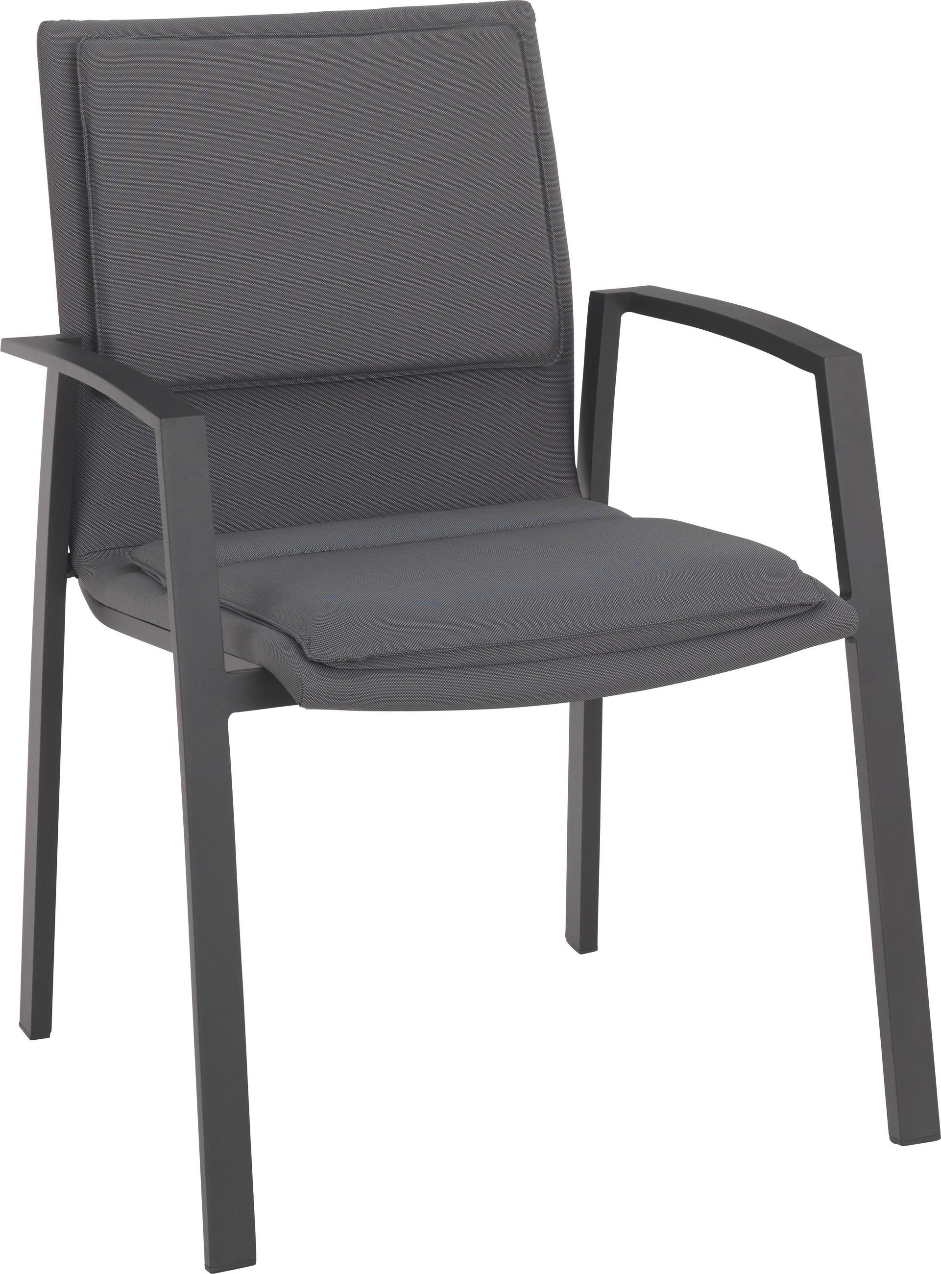 Stapelsessel in Metall, Textil Anthrazit, Grau