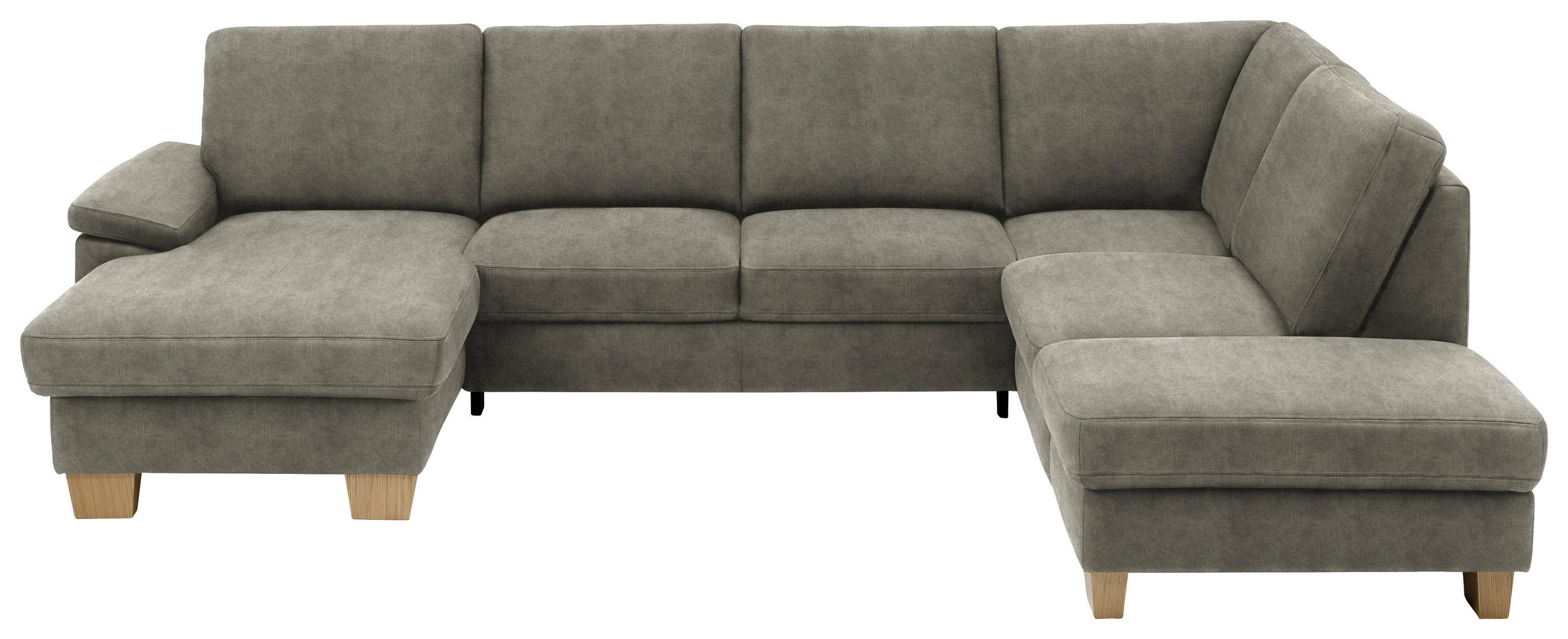 WOHNLANDSCHAFT in Velours Grau  - Eichefarben/Grau, Konventionell, Holz/Textil (167/316/235cm) - Beldomo System