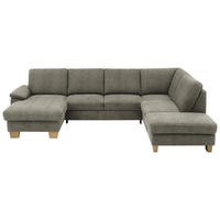 WOHNLANDSCHAFT in Velours Grau  - Eichefarben/Grau, Konventionell, Holz/Textil (167/316/235cm) - Beldomo System