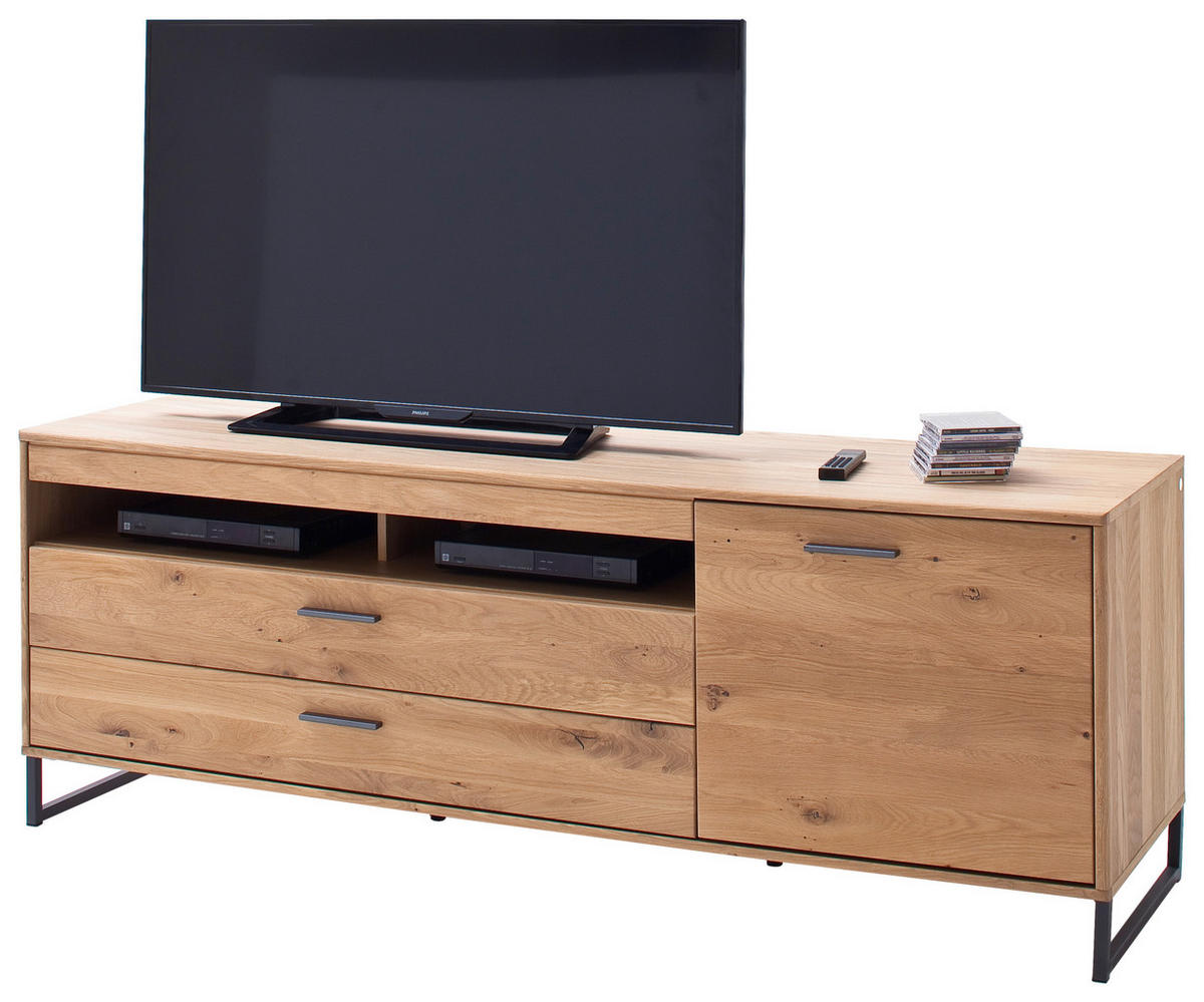 KOMODA POD TELEVIZI, sukový dub, barvy dubu, 184/67/50 cm - černá/barvy dubu, Design, kov/dřevo (184/67/50cm) - Livetastic