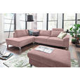 ECKSOFA in Velours Rosa  - Chromfarben/Rosa, Design, Textil/Metall (200/281cm) - Hom`in