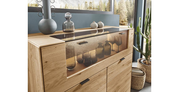 HIGHBOARD Wildeiche  121,9/121,5/45,2 cm  - Wildeiche, Natur, Glas/Holz (121,9/121,5/45,2cm) - Valnatura