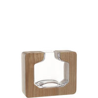 VASE 17,5 cm  - Hellbraun/Transparent, Natur, Glas/Holz (21,5/17,5/7cm) - Leonardo