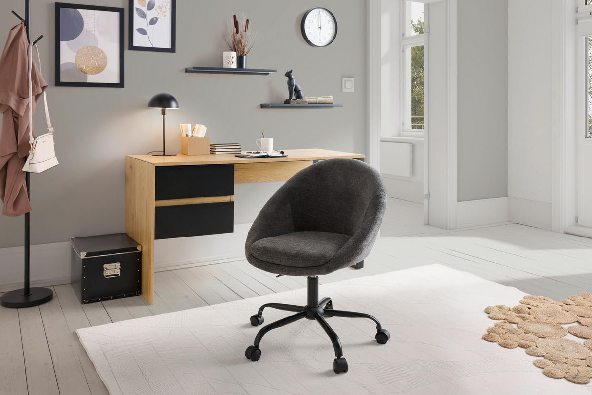 VRTLJIVI STOL kovina, tekstil siva, bela  - siva/črna, Moderno, kovina/umetna masa (62/79/87/61cm) - MID.YOU